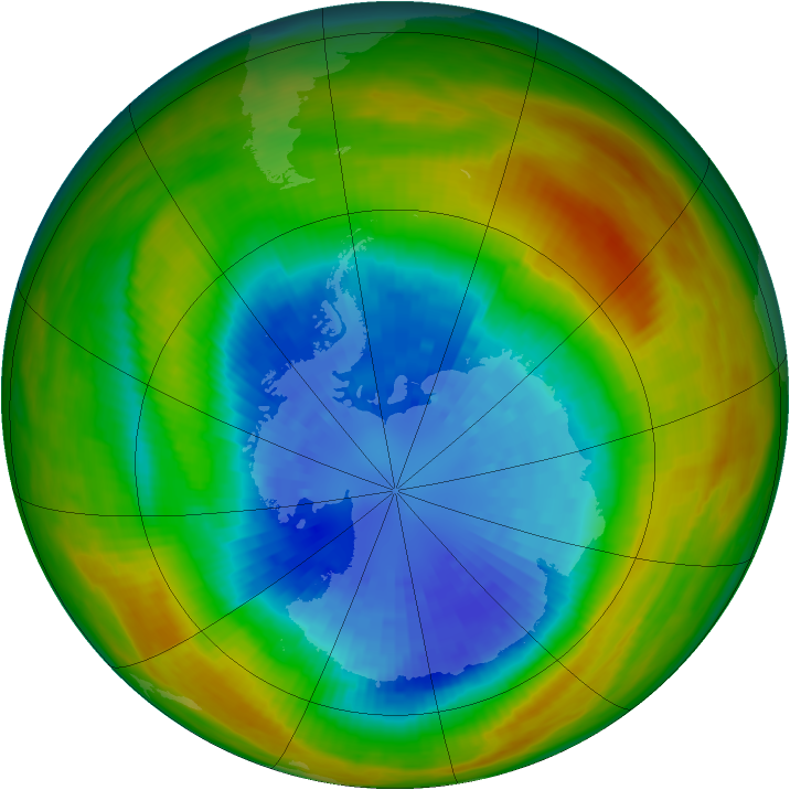 Antarctic ozone map for 14 September 1983